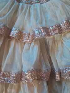 Cream Colour Net Frock