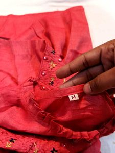 Red Embroidered Kurti