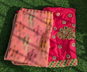 PRICE DROP NEW Pink Chiffon Saree😍🩷