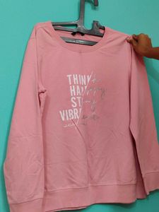 Pink Printed Sweatshirt – Think Happy | Stay Vibra