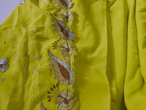 Yellow Saree with Silver Embroidery