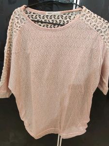 Peach Lace Detail Top