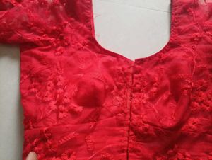 Red Embroidered Blouse
