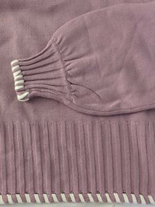Lilac Balloon Sleeve Cropped Sweater