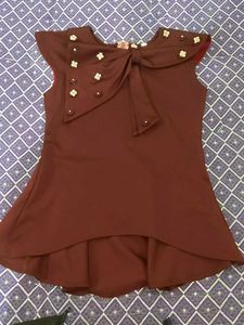 Girls' Party Top with Bow Detail