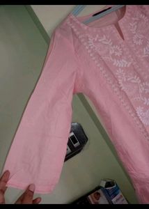 Peach Colour Embroidery Kurti