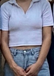Zudio Collar White Crop Top