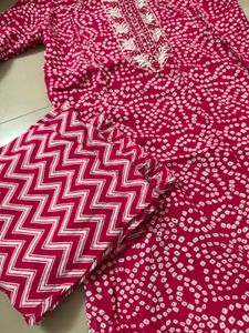 Pink Bandhani Kurta Set