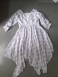 White High Low Pattern Dress