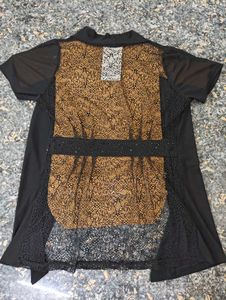 Sheer Back black short sleeve cover-up
