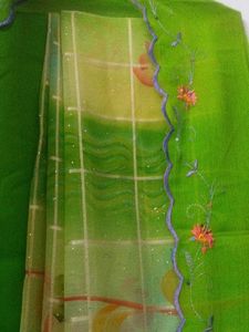 Lush Green Floral Unstitched Suit l Double Shade
