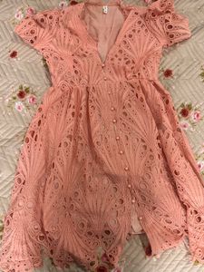 Peach Lace Mini Dress