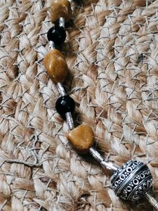 Vintage Tiger Eye And Black Onyx Necklace