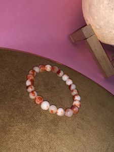 Real Crystal Coral and White Beaded Bracelet