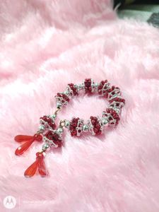 BEAUTIFUL HANDMADE RED &amp; SILVER BRACELET