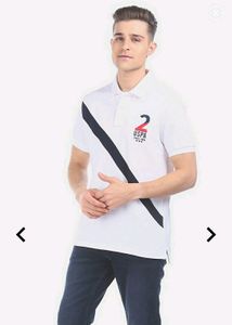 Regular Fit Brand  Print Polo Tshirt With Contrast