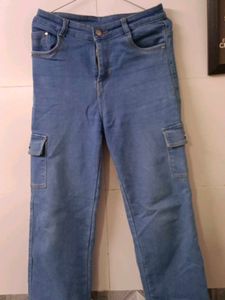 Blue Denim Cargo Pants