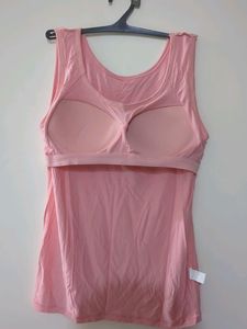 Imported High Quality Pink Tank Top With Bra