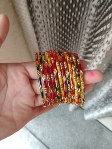 3set Of Bangles ,, Size 2.4 ,,Multicolour,Orange &amp; Dark Green ,New Bangles