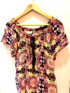 Floral Print Peasant Top