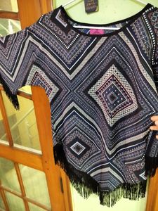 Casual bell sleeves printed women top