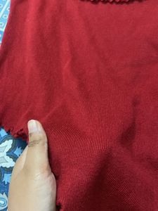 Red Long Sleeve Top with Flower