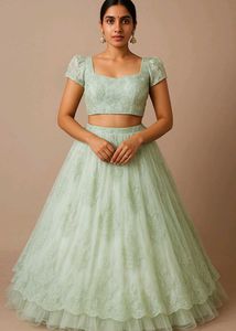 Mint Green Embroidered Lehenga