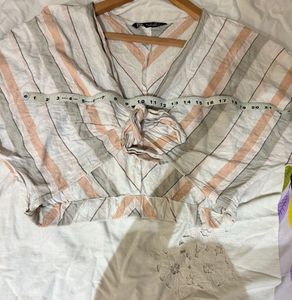 Zara Striped Tie-Front Crop Top