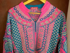 Pink & Blue wollen kurti
