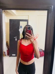 Red Ruched Crop Bralette