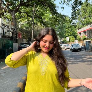 Lime Green Embroidered Kurti