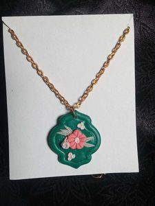 Floral Clay Pendant Necklace