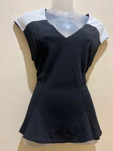 Korean Black v Neck Top