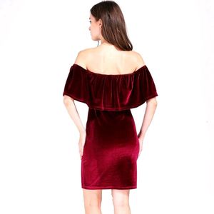 Wine Colour Velvet Dress For Date Night