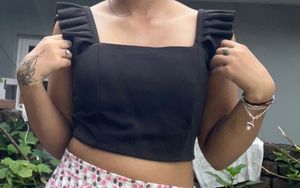 Black Ruffle Crop Top