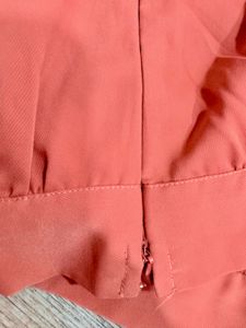 2 Tops-Coral Overlap Tie Top &amp; Blue Short Kurta