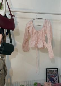 Pink Checkered Long Sleeve Top