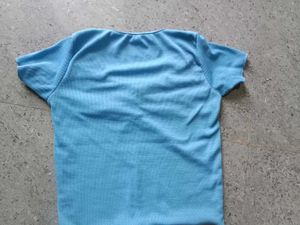 Blue Ribbed Tie-Front Top