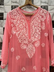 Georgette Pink Chikankari set