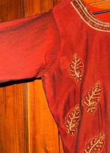 Rust Shade Stone Work Kurta