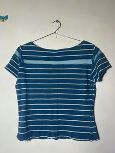 Striped Tee with Sheer Detail