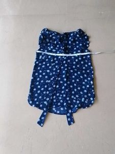 Lovely Blue Top With Overall White Flower Prints