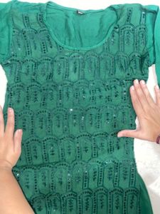 Green Embellished Kurti