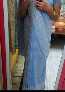 Sky Blue Printed Saree