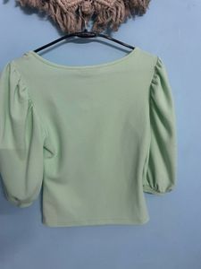 Mint Green Puff Sleeve Top