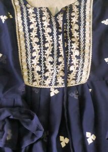 Elegant Navy Blue Embroidered Dress