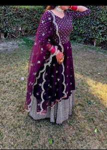 Purple Embroidered Anarkali Suit