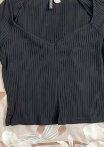 Black Ribbed Sweetheart Top