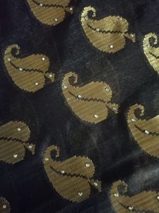 Black Saree With Golden Works