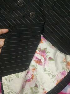 Striped Blazer with Floral Lining